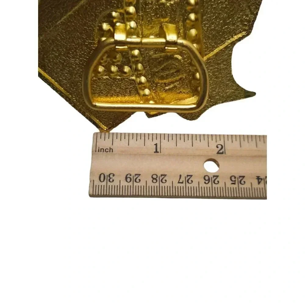 Gold Tone Casino Cards Belt Buckle Luck Charm Royal Flush Las Vegas